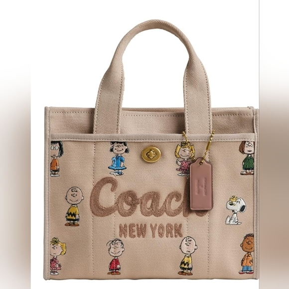 Coach Tan Tote with Peanuts Characters - Picture 1 of 2